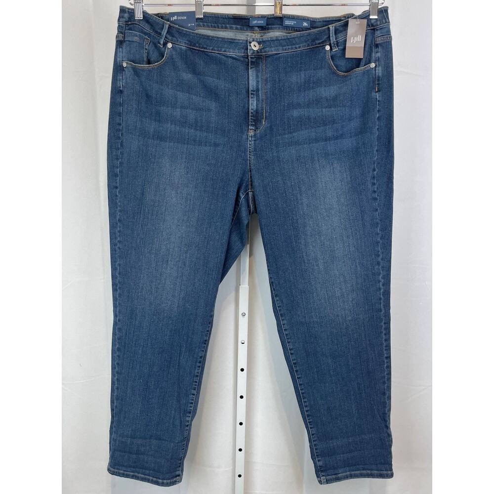 NWT J. JILL Denim Weekender Straight Leg Jeans Zip Fly 5 Pocket Blue 26W Plus